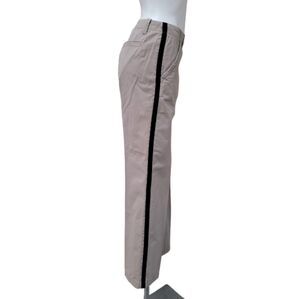 GAP Casual Tan Pant Tuxedo Style Women's 8 Black Piping Straight Leg 32x32
